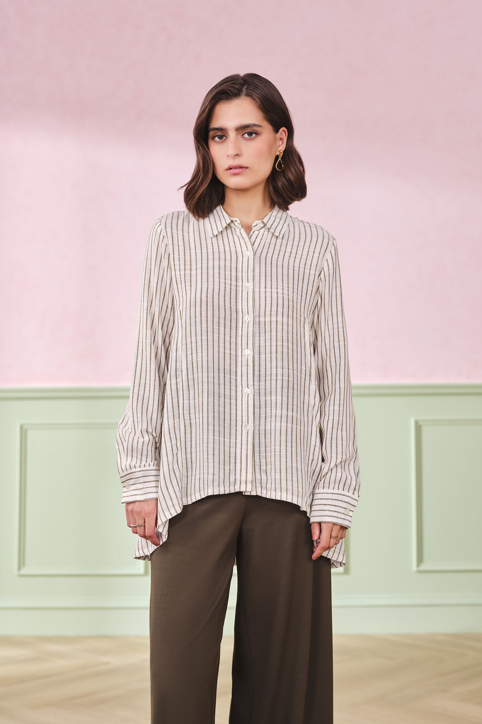 White & Grey Cotton Shirt, White, image 1